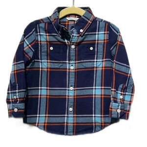 Janie & Jack Button Up Long Sleeve Dress Shirt Boys 18-24 Mo Plaid